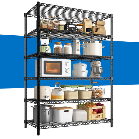DurayLoly 6 Tier Storage Shelves 75H Adjustable Metal Shelving Rack, 1200LBS Wire Shelving Rack for Storage Unit, Metal Shelves for Pantry Shelves, Garage, Kitchen, 75" Hx 36" Wx 18" D DurayLoly