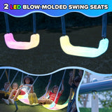 Sportspower Starlight Metal Swing Set with 2 LED Light-Up Swings, Saucer Swing & 5ft Slide – Outdoor Kids Playset with Sturdy Frame and Safety Features Sportspower