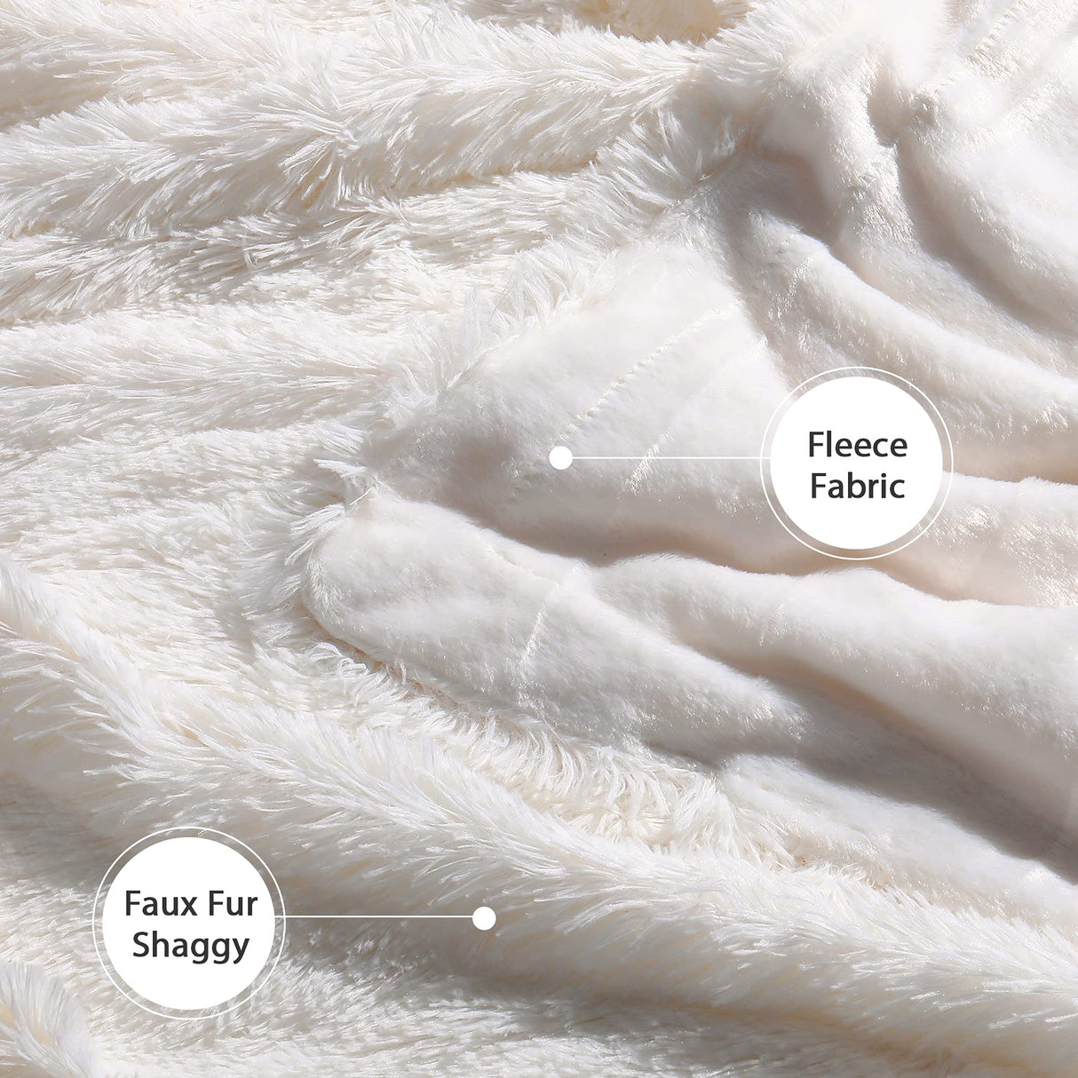 Tuddrom Decorative Extra Soft Fuzzy Faux Fur Throw Blanket 50" x 60",Solid Reversible Long Hair Shaggy Blanket,Fluffy Cozy Plush Comfy Microfiber Fleece Blankets for Couch Sofa Bedroom,Cream White Tuddrom
