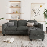 Couch for Living Room - Small Space Couches Sectional L-Shaped Sofa, 3 Seat Modern Couch, Sofas Convertible with Storage Ottoman for Small Space, Bedroom, Offices and Apartments - Grey Grzyhem