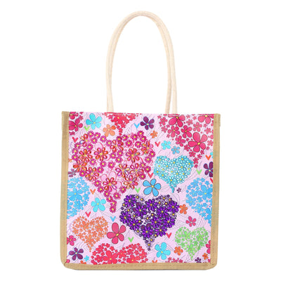 KACASHIP 5d Diamond Painting Bag Shopping Canvas Tote Storage Art Crafts Case Square Synthetic Lover Pattern Reusable Handbags Gift for Adults Women