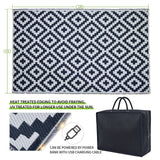 URBEST Outdoor Camping Mats Rugs Reversible Waterproof RV Deck Porch Plastic Rugs Led Illuminated Patio Mat Black-White 9x12 Feet URBEST