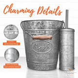 Autumn Alley Farmhouse Bathroom Trash Can and Toilet Brush Set - Rustic Bathroom Accessories for Charming Bathroom Décor, Galvanized, Grey Autumn Alley