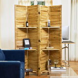 Partition Room Dividers, 67 * 51inch Folding Wood Privacy Screen with Three Display Shelves Suitable for Home Office, Study, Art Display - 4 Panel(Natural) Svimi