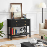 Yaheetech Console Table with 4 Drawers, Sofa Side Table with Bottom Open Storage Shelf, Heavy-Duty Entryway Table for Hallway/Living Room, 39.5x14x32 inch, Black Yaheetech
