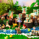 Shellwei 50 Pcs Garden Accessories Miniatures Small Fairies Kit with Luminous Wings Animals Cute Tiny Mushroom Mini Pond Bridge Figurine Micro Landscape Ornaments for Home Garden Shellwei
