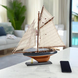 NAUTIMALL 15" Wooden Sailboat Decor Classic Columbia America's Cup Ship Model Nautical Yacht Decor (CLB39-ClassicWood) NAUTIMALL