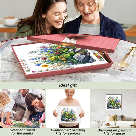Acudotr Diamond Painting Kits for Adults, 5D DIY Flower Diamond Art Kits for Beginners, Full Drill Diamond Painting Kits for Home Wall Decor, 12x12 Inch Acudotr