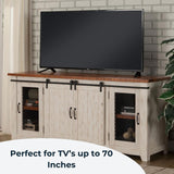 Martin Svensson Home Rustic 65” Solid Wood TV Stand with Storage, White and Aged Distressed Pine Martin Svensson Home