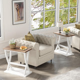 ChooChoo Farmhouse End Tables Living Room Set of 2, Narrow Side Table with Storage Shelf, Modern X-Design Slim End Table for Living Room, 11.8" D*23.6" W*23.4" D ChooChoo