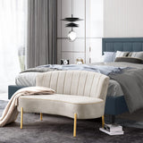 annjoe Loveseat Settee Upholstered Sofa Couch Banquette Bench Ottoman with Backrest and Golden Metal Legs for Dining Room Living Room Bedroom Funiture annjoe