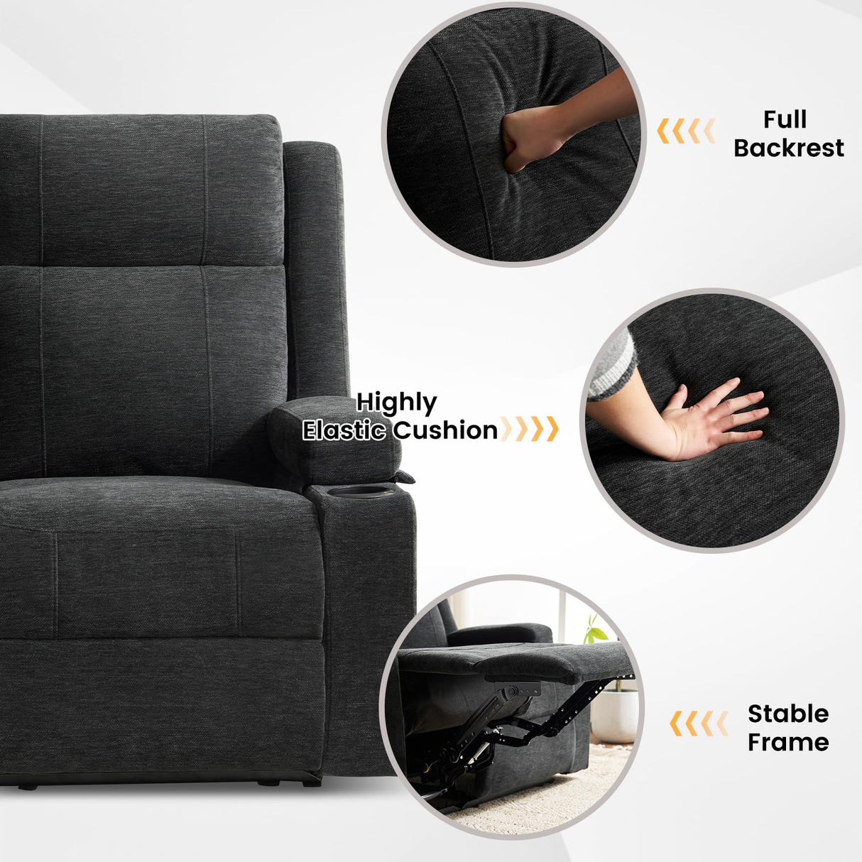 RIHEREFY Loveseat Recliner Sofa, Double Recliner Loveseat with Adjustable Footrest & Cup Holder, Wall Hugger Sofa for Living Room & Home Theater & RV(Black) RIHEREFY