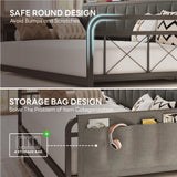 LIKIMIO Daybed with Trundle Bed, Twin Bed Frame with Storage Headboard and Charging Station, Sofa Day Bed with Strong Supports for Living Room, Bedroom, and Guest Room, Grey LIKIMIO