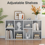 YESHOMY 8 Cube Bookcase, Open Frame 2-Tier Book Shelf, Bookshelf Storage Organizer with Adjustable Shelves for Organization, Room Decor, Milk White YESHOMY