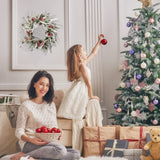 LOHASBEE Artificial Christmas Wreath, 24" Snow Flocked Pine Cone Grapevine Frosted Wreath with Red Berries Eucalyptus for Front Door Winter Christmas Home Hanging Wall Window Party Decor LOHASBEE