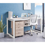 Bonnlo 26"H 3 Drawer File Cabinet with Lock, Rolling File Cabinet Under Desk, Mobile File Cabinets for Home Office, Wood File Cabinet Printer Stand for Letter Size File Folders, Assembly Required, Oak Bonnlo