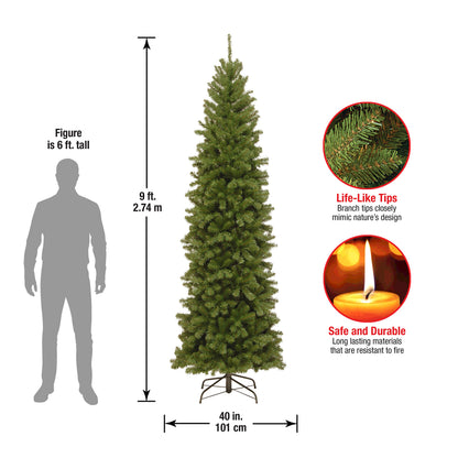 National Tree Company Artificial Slim Christmas Tree, Green, North Valley Spruce, Includes Stand, 9 Feet