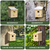 Bird Houses for Outside, Bluebird House with Standing Perch, Hanging Wood Bird House with Waterproof Acrylic Plate for Small Birds Bluebird Finch Swallow Wren Chickadee Assembly Required Chuiendi