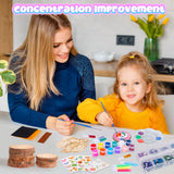 Minetom Kids Wooden Painting Kit-Glow in The Dark，26 pcs Wood Slice Craft Activities Kits-Arts & Crafts Gifts for Boys Girls Ages 5-12,Creative Art Toys for 5, 6, 7, 8, 9, 10, 11 & 12 Year Old Kids Minetom