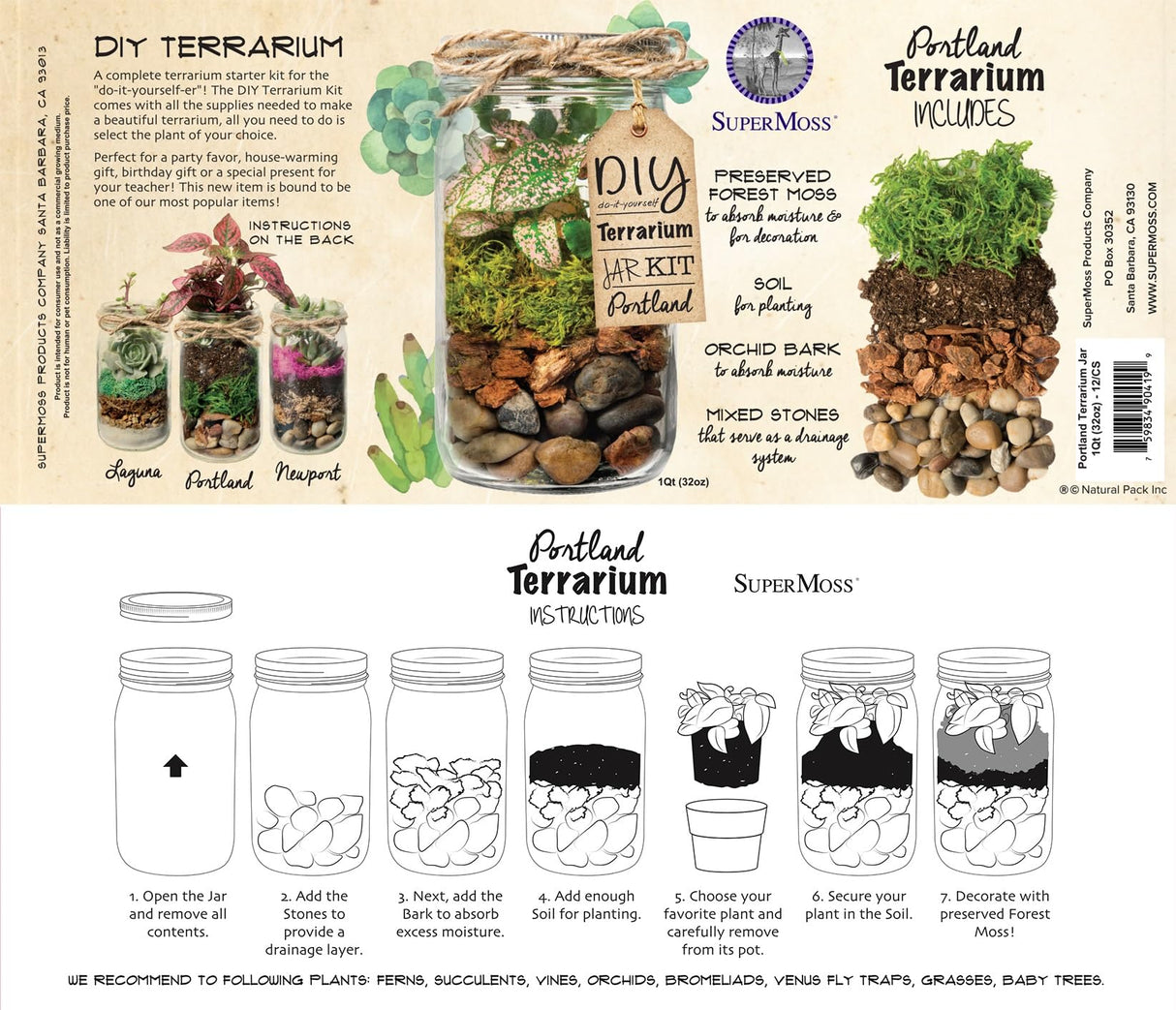 Portland Terrarium kit - DIY Mason Jar Terrarium Kit SuperMoss
