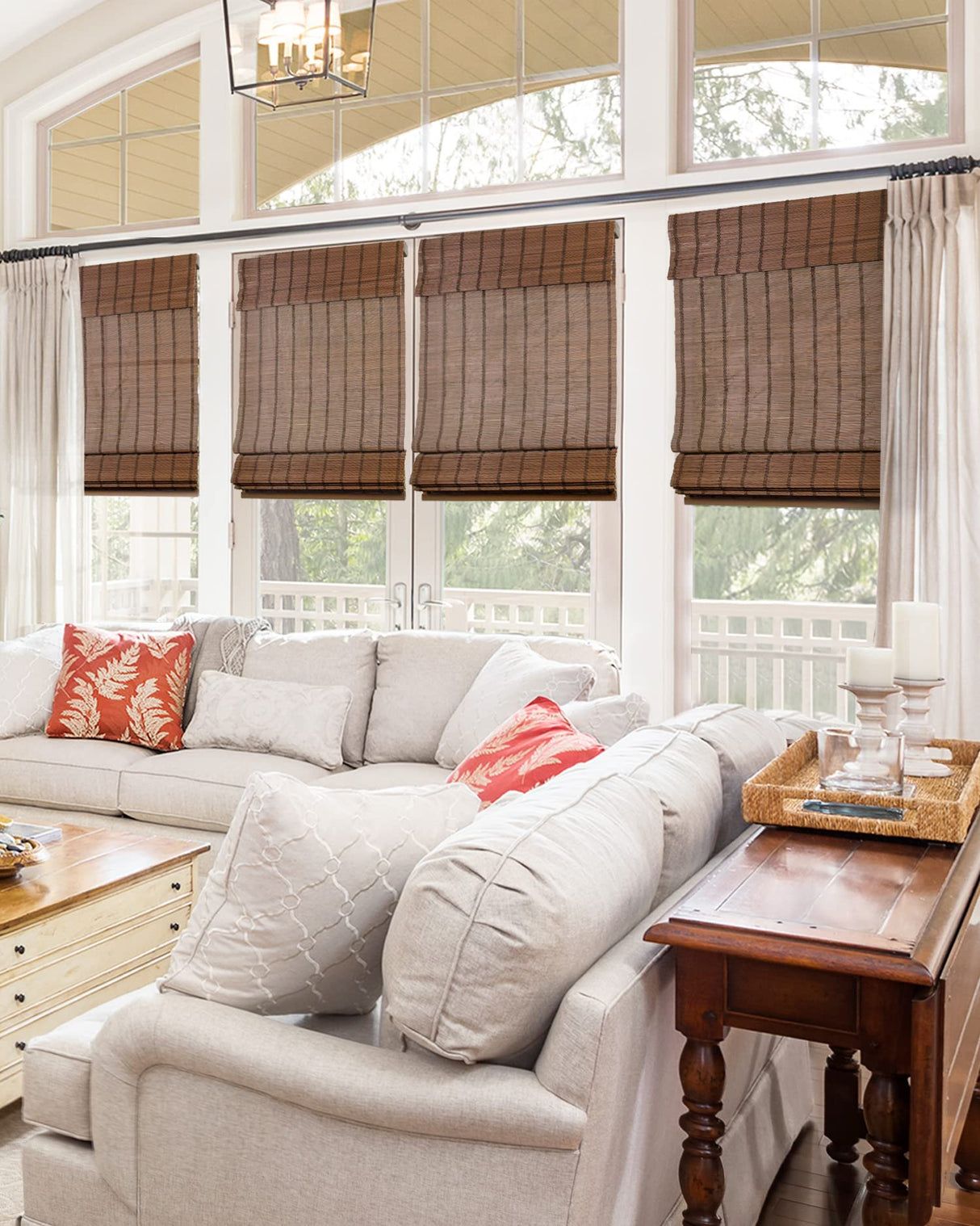 CHICOLOGY Bamboo Roman Shades - Designer Eco-Friendly Light Filtering Window Blinds, Ideal for Home & Patio, Premium Quality, Bear Brown, 27" W X 64" H CHICOLOGY