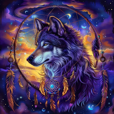 Zythron Wolf Diamond Painting Kits for Adults Wolf Dream Catcher Diamond Art Kits for Adults Beginner Dream Catcher DIY Full Drill Diamond Paintings 5D Gem Art and Crafts 15.7x15.7 inch