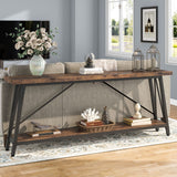 Tribesigns 70.9 Inches Extra Long Sofa Table Behind Couch, Industrial Entry Console Table for Hallway, Entryway & Living Room, Dark Brown Tribesigns