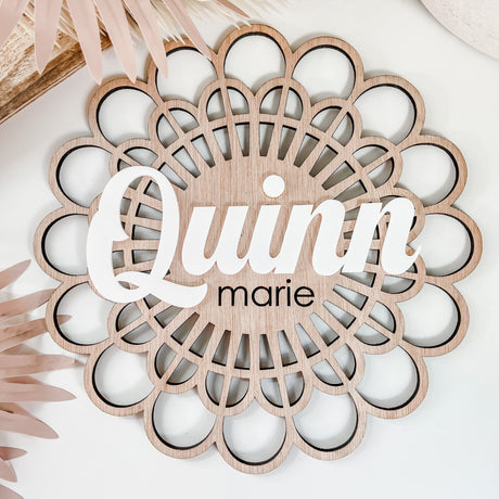 Custom Boho Wood & Acrylic Personalized Name Sign, 3D Layered Handmade Rattan Wall Decor for Nursery or Child's Bedroom - Gift for Baby Shower, Imaginate
