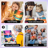 HEIBAGO Framed Paint by Numbers kit for Kids, 4 Pack Landscapes Paint by Numbers for Kids Ages 8-12, Sun Paint by Numbers Kits Children Beginner, DIY Acrylic Oil Painting for Home Wall Decor 8x8 inch HEIBAGO