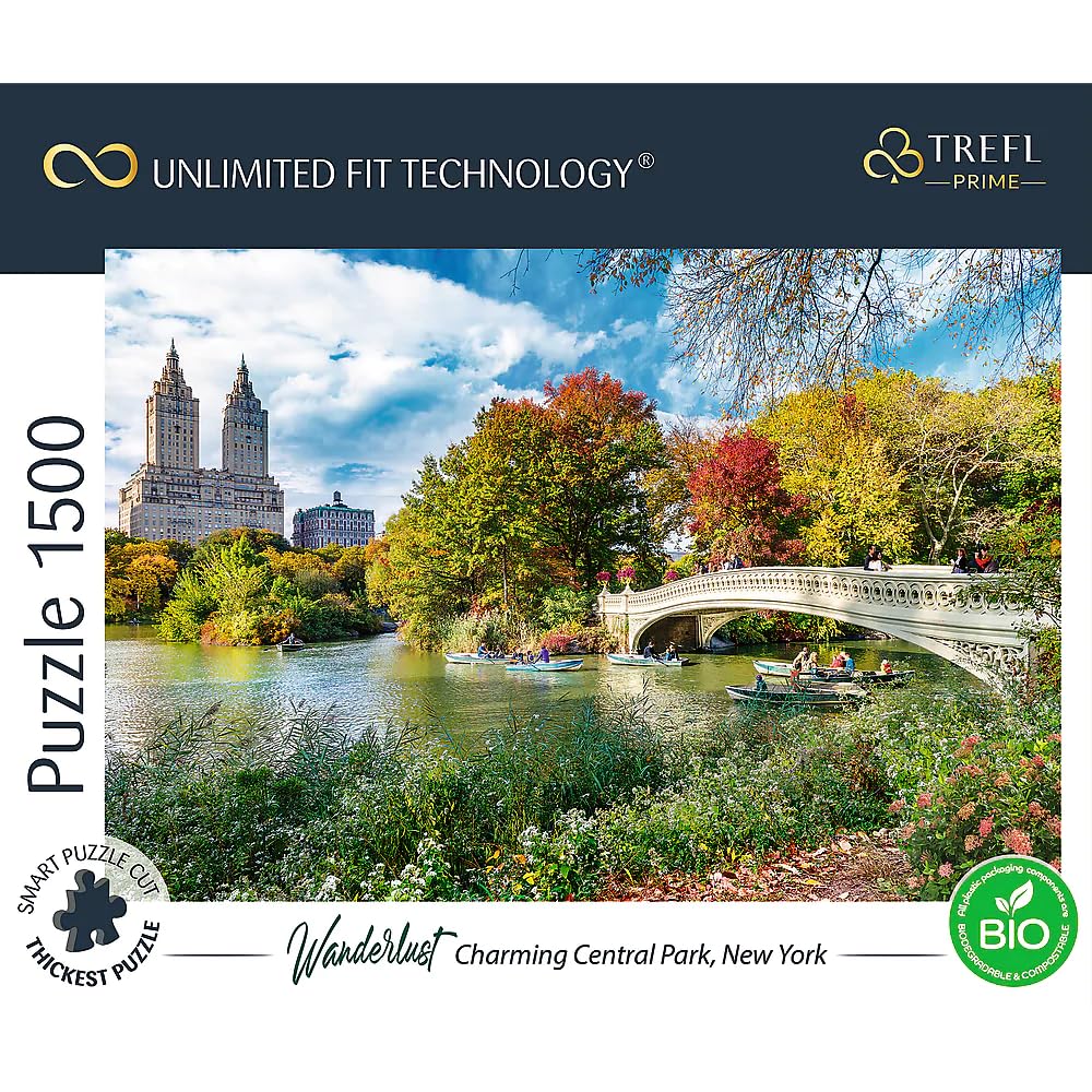 Trefl Wanderlust: Charming Central Park, New York 1500 Piece Jigsaw Puzzle Prime 33"x23" Thick Cardboard, BIO, ECO, New York, Travel, Creative Entertainment for Adults and Children from 12 Years Old Trefl