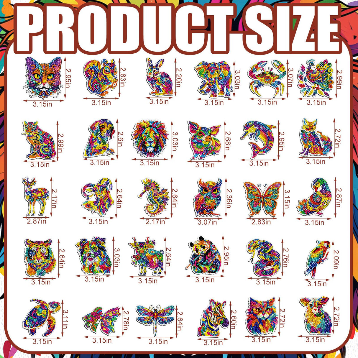 Remuuly 30 Pcs Diamond Painting Magnets Summer Diamond Art Magnet Kits for Adults Spring Flower Animal Cupcake 5D Rhinestones Refrigerator Magnetic Stickers for Fridge DIY Crafts Gifts(Animal) Remuuly