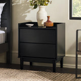 Walker Edison Mid-Century Modern Solid Pine 2-Drawer Nightstand, 20 Inch, Black Walker Edison