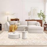 Moroccan Large Area Rug 5x7 - Soft Machine Washable Geometric Boho Distressed Farmhouse Rug Morden Stain Resistant Indoor Floor Carpet for Bedroom Dining Table Nursery Home Office (5 x 7, Beige) Aoyaomi