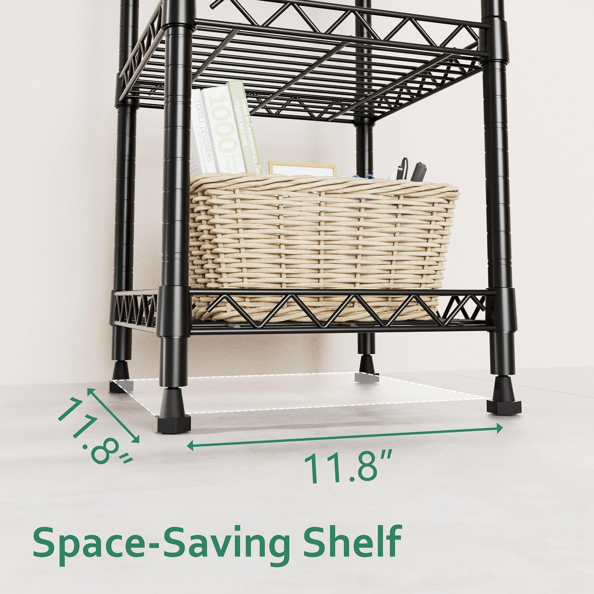 GIOTORENT 5 Tier Standing Shelving Metal Units, Adjustable Height Wire Shelf Display Rack for Laundry Bathroom Kitchen 11.8 W x 11.8 D x 50 H (5-Tier, Black) GIOTORENT