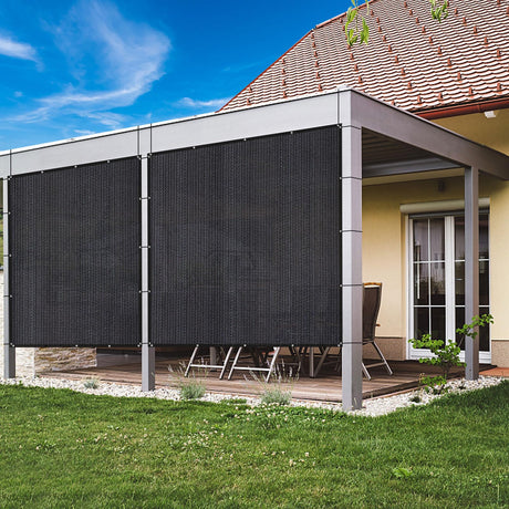 VICLLAX 90% Shade Fabric Sun Shade Cloth Privacy Screen with Grommets for Patio Garden Pergola Cover Canopy 16x20 FT, Black VICLLAX