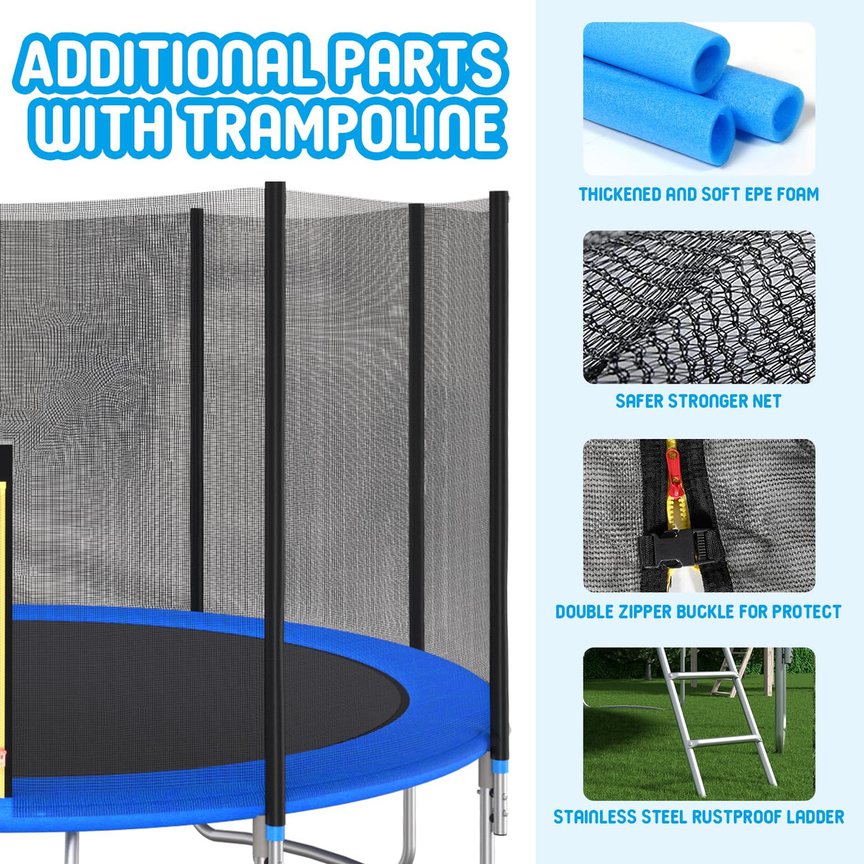 Livavege Trampolines 10FT Trampoline with Safety Enclosure Net & Ladder, Outdoor Trampoline for Kids and Adults with Heavy Duty Jumping Mat and Spring Cover Padding, 400LBS, ASTM Approved Livavege