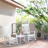 Outsunny Outdoor Rocking Chair, Wooden Rocking Patio Chairs with Rustic High Back, Slatted Seat and Backrest for Indoor, Backyard, Garden, White Outsunny