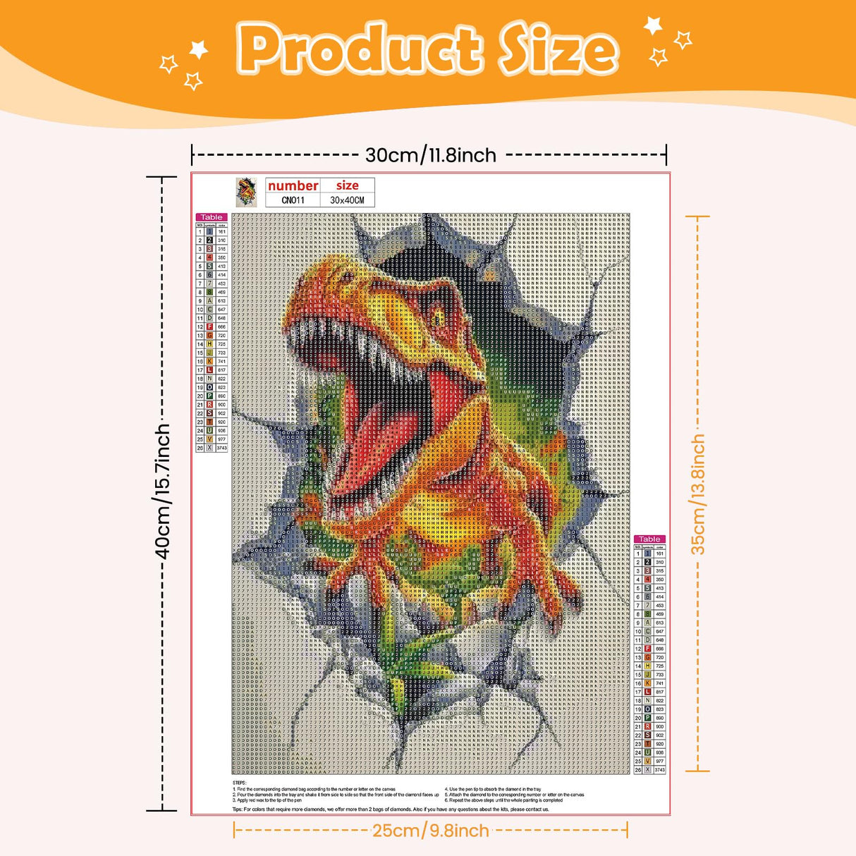 NEWENMO Dinosaur Diamonds Painting Kits for Adults Beginner, DIY 5D Animals Diamond Art Paint with Round Diamonds, Full Drill Gem Art Diamonds Art Painting for Home Wall Decor 12x16 Inch NEWENMO