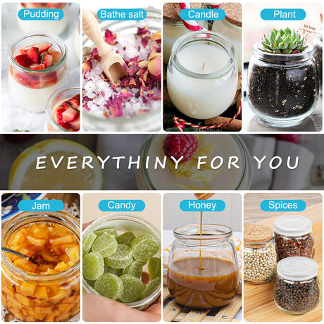Syntic 40 Pack Small Glass Jars with Cork Lids, 7oz Empty Candle Jars for Making Candles, Yogurt Container with PE Lids for Wedding Favors, Baby Shower, Candy, Spices with Twine, Labels Syntic