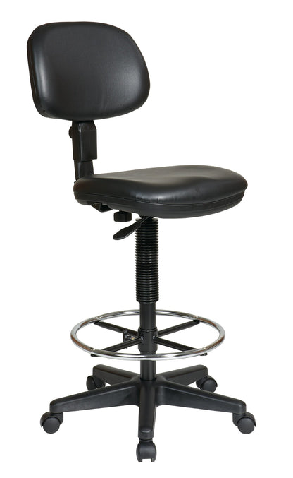 Office Star DC Series Adjustable Drafting Chair with Foot Ring and Sculptured Foam Seat, Black Vinyl