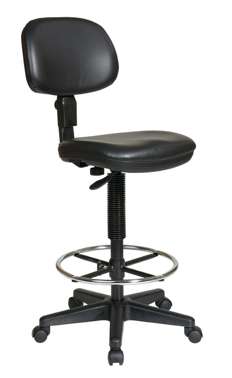Office Star DC Series Adjustable Drafting Chair with Foot Ring and Sculptured Foam Seat, Black Vinyl Office Star Products