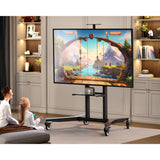 ONKRON Mobile TV Stand on Wheels for 55-90 Inch TV up to 198 lbs, Height Adjustable TV Stand Portable 200x200-800x600 VESA Mobile TV Cart Rolling TV Stand with Shelf/TV Movable Stand Black ONKRON