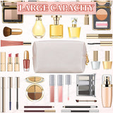 Kigeli 15 Pcs Aesthetics Makeup Bag PU Leather Cosmetic Bag Makeup Pouch Bulk Plain Cosmetic Pouch Waterproof Toiletry Bag for Christmas Party Gift Travel Cosmetic Organizer for Women (Ivory White) Kigeli