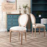 Nrizc French Country Dining Chairs Set of 4, Farmhouse Fabric Chairs with Round Back, Solid Wood Legs, Oval Side Chairs for Kitchen/Bedroom/Dining Room Nrizc