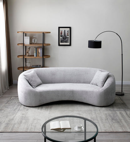 SSC SATISUNCASA 93” Modern Minimalist Curved Sofa Couch for Living Room, Unique Design, Chenille Cloud Couch with Soft Comfortable Upholstered for Bedroom, Apartment, Home Office (Gray Chenille)