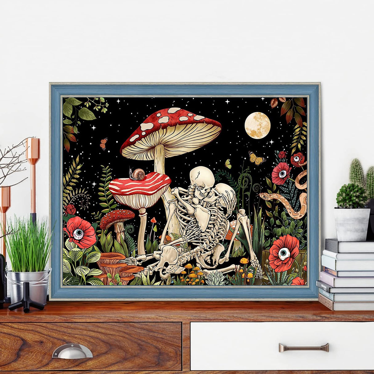VeGuude Diamond Painting Kits for Adults, Mushroom 5D Diamond Art Kits, Full Drill DIY Crafts for Adults Home Wall Decor Diamond Dots Skeleton Moon [11.8x15.7inch] VeGuude