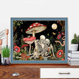 VeGuude Diamond Painting Kits for Adults, Mushroom 5D Diamond Art Kits, Full Drill DIY Crafts for Adults Home Wall Decor Diamond Dots Skeleton Moon [11.8x15.7inch] VeGuude