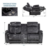 Consofa Zero Gravity Power Reclining Loveseat with Adjustable Headrest, Power Loveseat Recliner with Console, Power Loveseat Recliner Sofa with USB & Type-C Ports for Living Room(Grey) Consofa