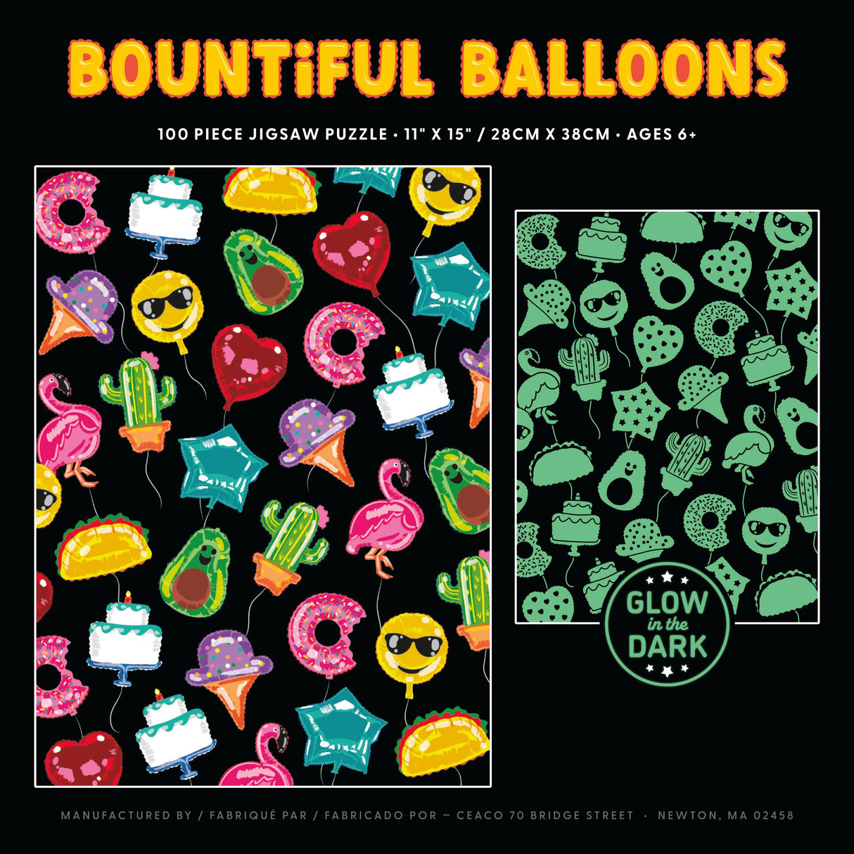 Ceaco - Glow in The Dark - Bountiful Balloons - 100 Piece Jigsaw Puzzle Ceaco