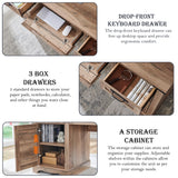 RedLemon 60" Farmhouse Executive Desk with Drawers, Wood Home Office Desk w/Charging Station, Keyboard Tray, File Drawer, Storage Cabinet, Rustic Computer Writing Desk (Natural Oak) RedLemon